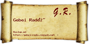 Gebei Radó névjegykártya
